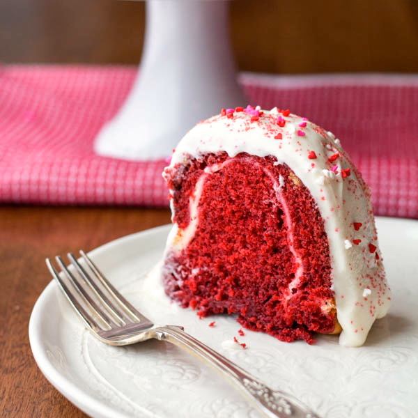 Red Velvet Bundt Cake with Cream Cheese Filling c