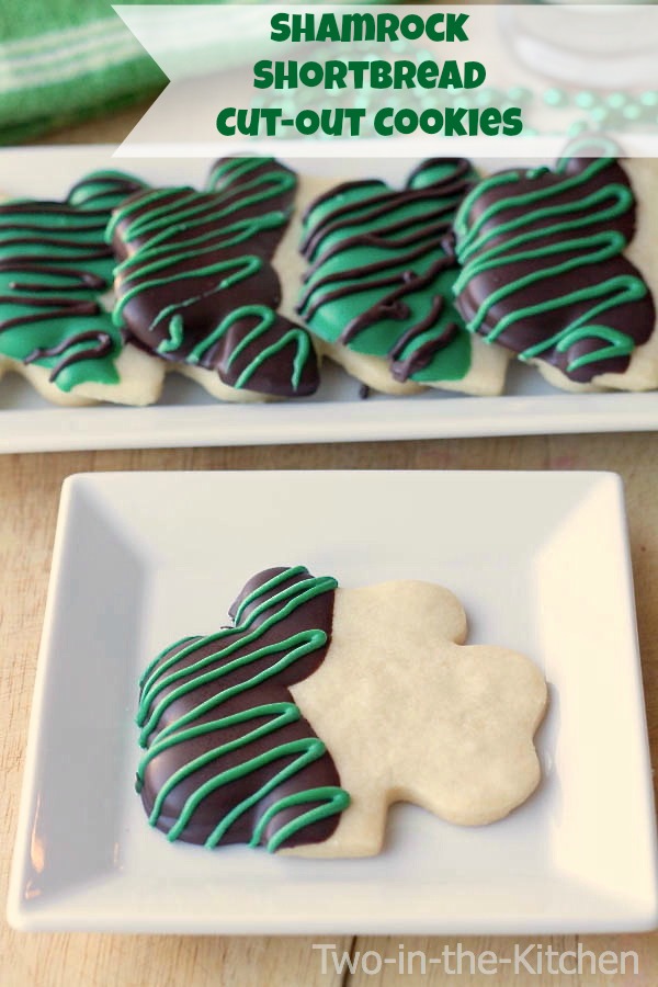 Shamrock Shortbread Cut-Out Cookies Two in the Kitchen viv