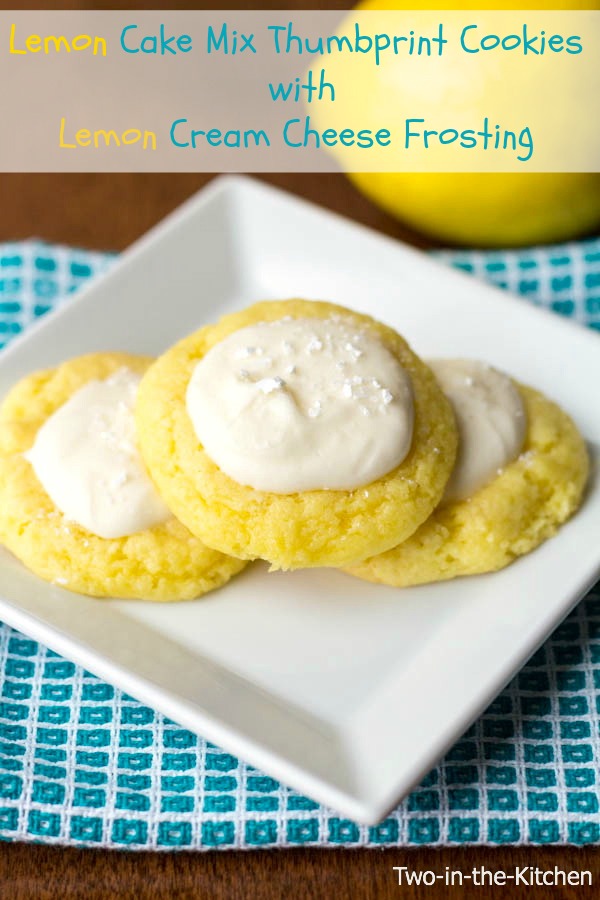 Lemon Cake Mix Thumbprint Cookies with Lemon Cream Cheese Frosting  Two in the Kitchen v