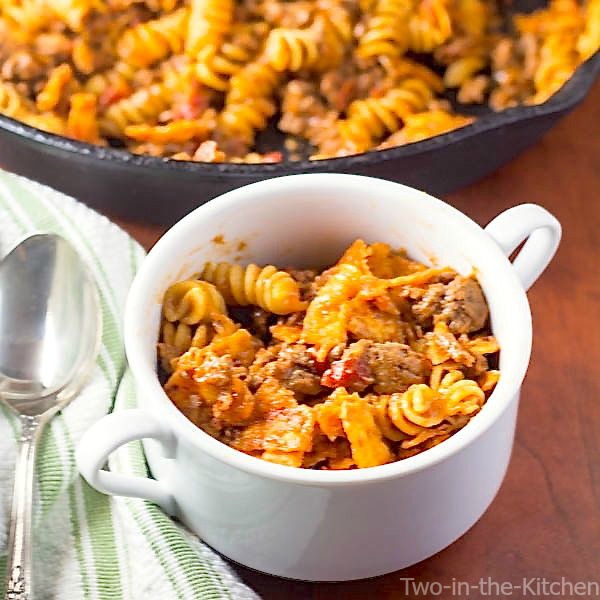 Cheesy Taco Pasta Skillet  Two in the Kitchen c