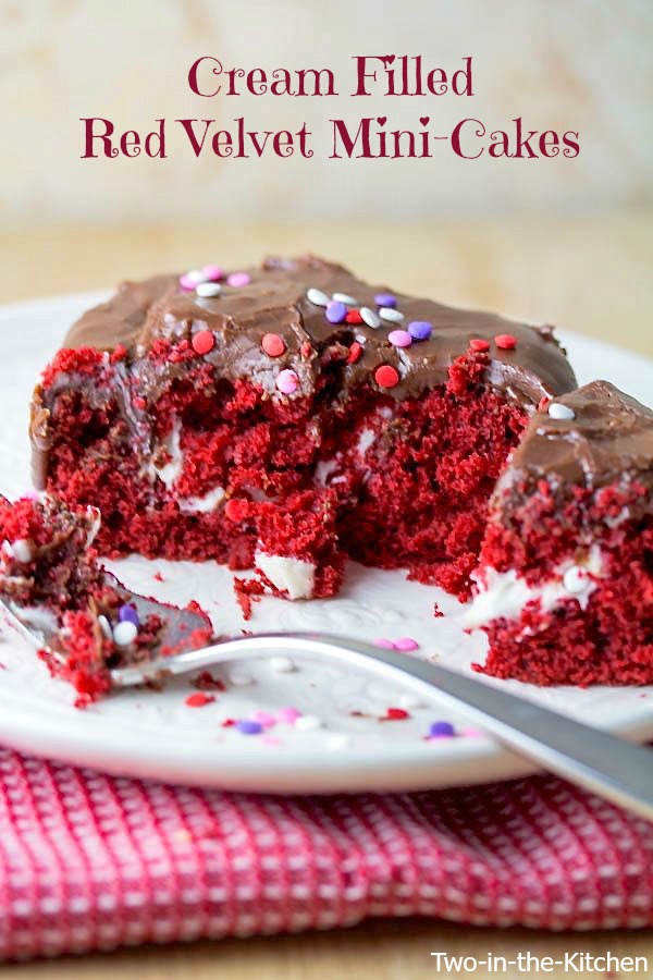 Cream Filled Red Velvet Mini-Cakes Two in the Kitchen vvii